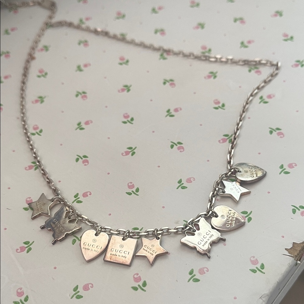 Gucci Silver Heart and Star Charm Necklace